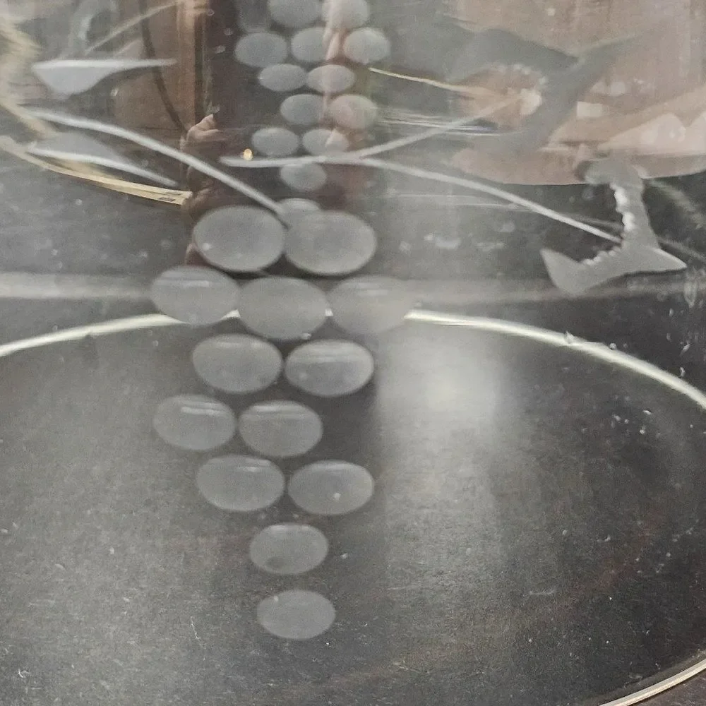 Replacement Clear Glass Dome for Cheese Board Etched Grapes 6